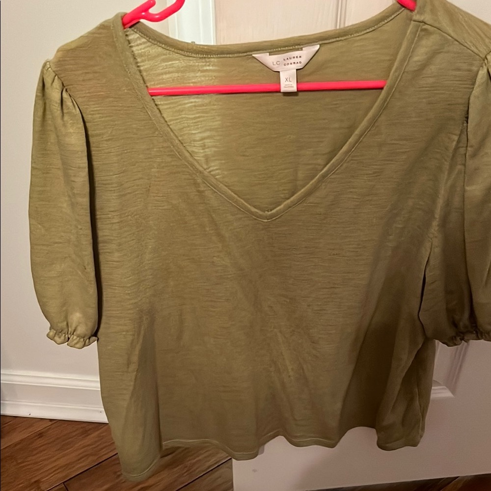 Lauren Conrad short sleeve Olive Green Women's Top